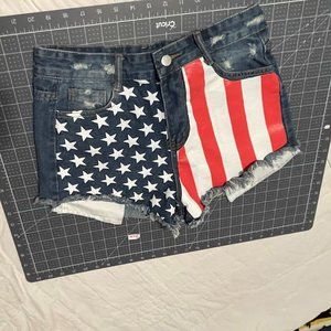 Patriotic Distressed Short Shorts